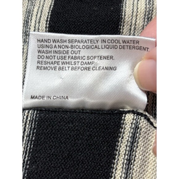 Karen Millen Sweater Cape Black Cream Tan Grey Space Dye Stripe 2 Poncho - Picture 9 of 11